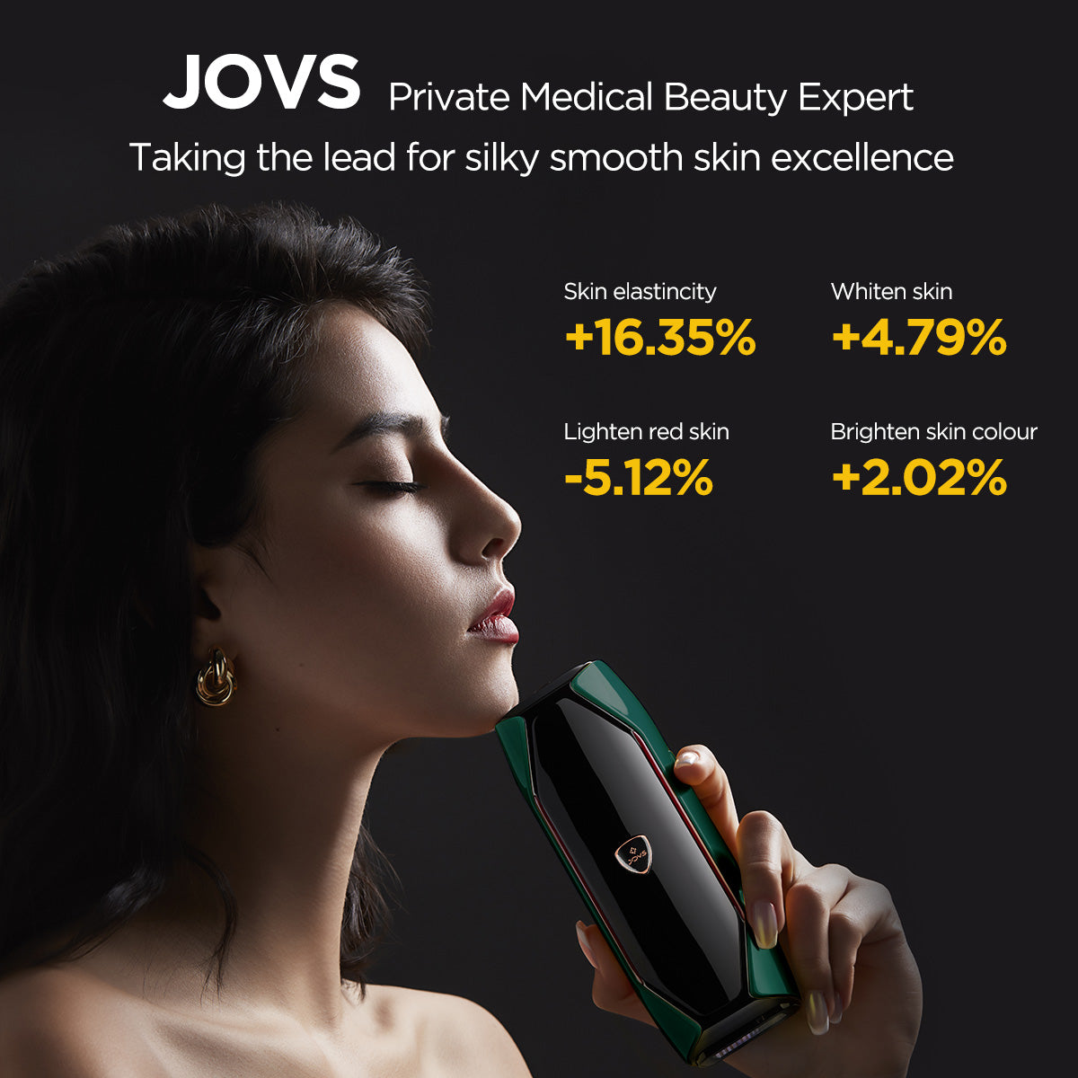 JOVS X 3-in-1 hair removal device enhancing skin elasticity and tone, perfect for hair removal and skin care for men and women.